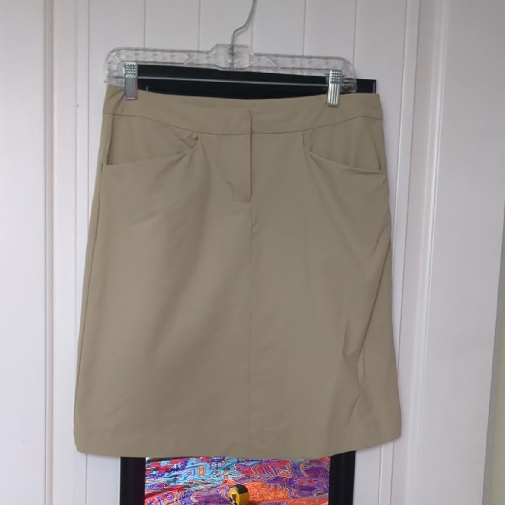 Exofficio Tan A-Line Knee-Length Skirt for Work